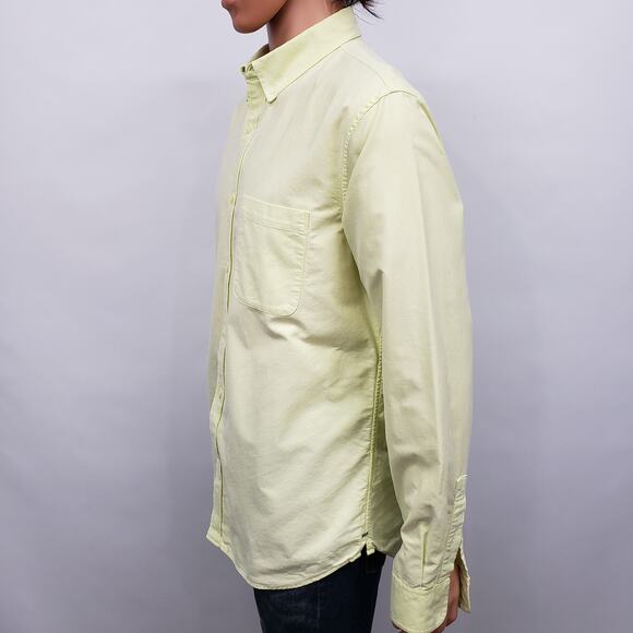 Club Monaco Oxford Shirt Men L Slim fit Button down Long Sleeve Yellow Solid - Picture 4 of 14